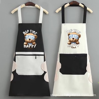 Home up ผ้ากันเปื้อนน่ารักๆ ผ้ากันเปื้อนcotton มีกระเป๋าหน้าพร้อมซิบ ลายsleep