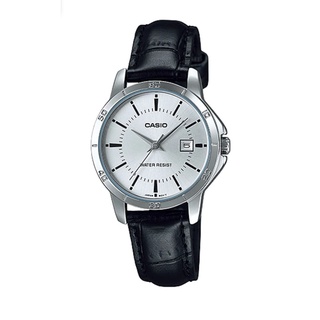 นาฬิกา รุ่น Casio นาฬิกาข้อมือผู้หญิง สายหนัง สีดำ รุ่น LTP-V004L-7A ( Silver/Black ) จากร้าน henghengwatch