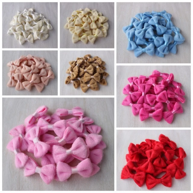 โบว์ตกแต่ง ผ้าขน ขนาด 2.5x4cm. (5ชิ้น)