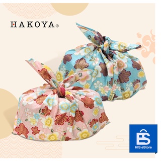 Hakoya Bento Box bag ถุงผ้าเบ็นโตะแบบสไตล์ญี่ปุ่น ลายดอกซากุระบนลายคลื่นน้ำ