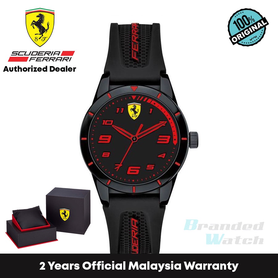 [รับประกันอย่างเป็นทางการ] Scuderia Ferrari 860006 นาฬิกาข้อมือ สายซิลิโคน สีดํา สําหรับเด็ก