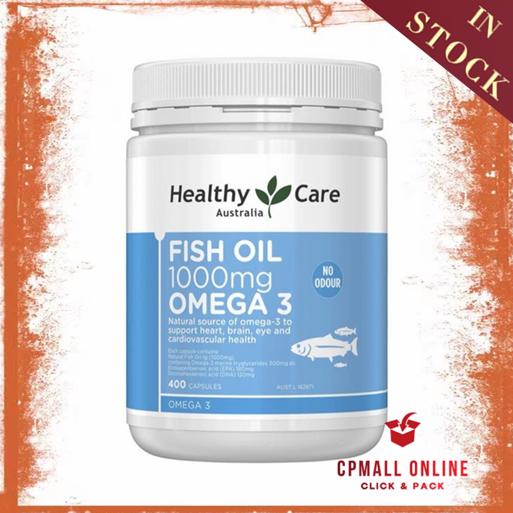 [วันหมดอายุ: 08/2027] Healthy Care 鱼油 Fish Oil 1000mg 3 ( 400 แคปซูล )