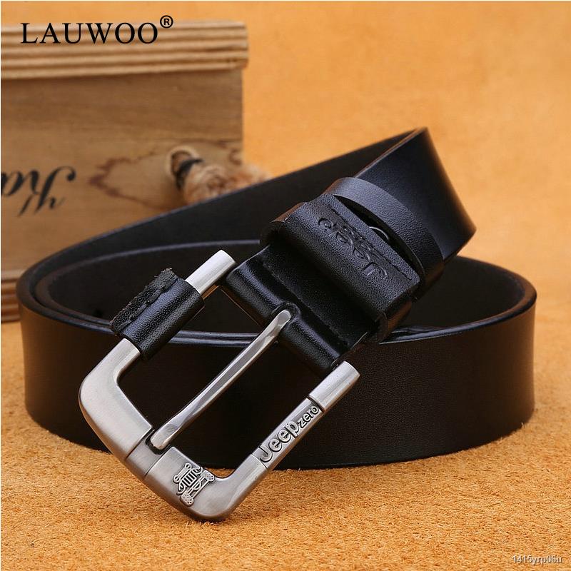 Lauwoo Belt Male Fashion Leather Belt Men Male Genuine Leather Strap Luxury Pin Buckle Mens Belt