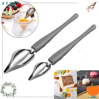 SUHU High Quality Chef Decoration Spoon Kitchen Tools Art Pencil Draw Design Valon Sauce Spoon New Dessert Decor Stainless Steel Painting Pencil Spoon Sauce Painting Dessert Spoon Kitchen Nozzle Spoon