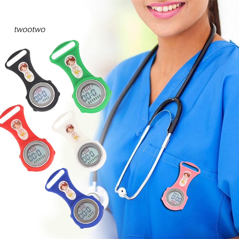 TT Luminous Mini Digital Silicone Calendar Nurse Watch Doctor Pocket Medical Clock