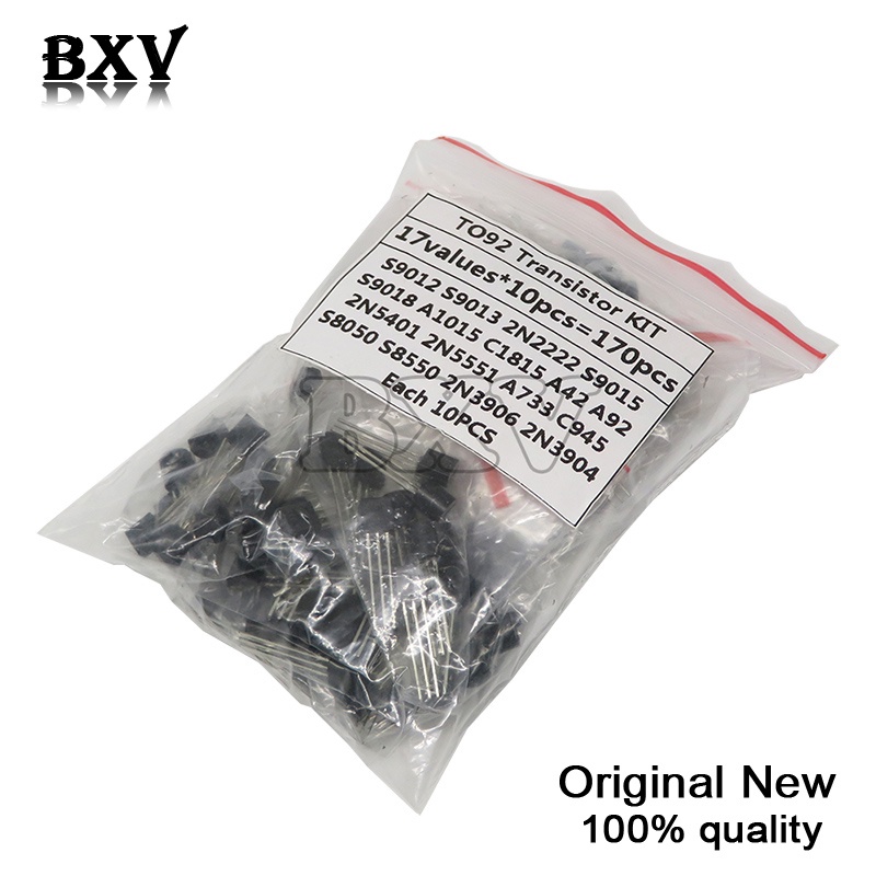 170PCS ทรานซิสเตอร์ ASSORTED KIT S9012 S9013 S9014 9015 9018 A1015 C1815 A42 A92 2N5401 2N5551 A733 