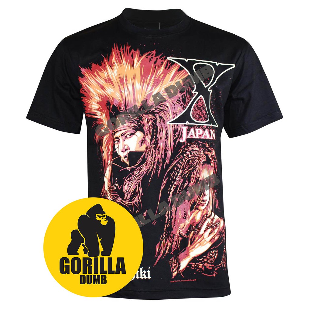 Gorilladumb เสื้อยืดลายวงดนตรี X Japan Japanese Heavy Metal สีดำ
