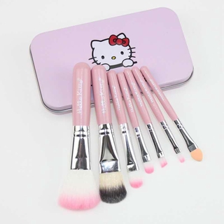 ชุดแปรงแต่งหน้า ลายการ์ตูน Hello Kitty สีชมพู 7 ชิ้น