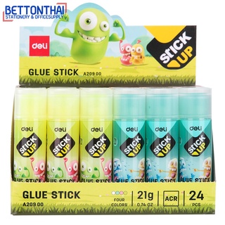 Deli A20900 PVP Glue Stick กาวแท่ง ขนาด 21 ml สีใส สะดวก ปลอดสารพิษ สำหรับเด็ก ลายการ์ตูน แพ็คกล่อง 24 ชิ้น กาวแท่งPVP