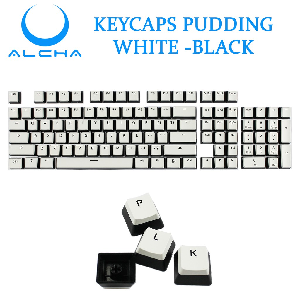 ALCHA KEYCAPS PUDDING / PUDDING WHITE - คีย์บอร์ดเครื่องกลสีดํา