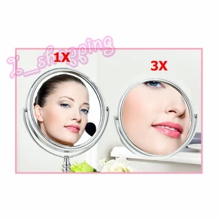 กระจกตั้งโต๊ะแต่งหน้า สแตนเลส 6" มี 2 หน้า 1X กระจกขยาย3X