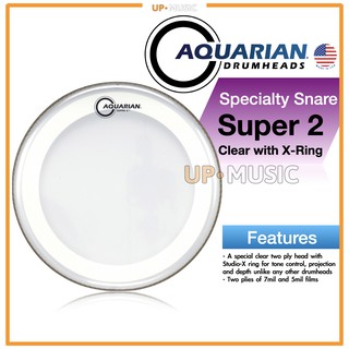 🥁หนังกลอง Super-2 Clear with X-Ring by Aquarian USA💯