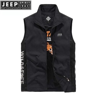 JEEP SPIRIT 1941 ESTD เสื้อแจ็กเก็ตยุทธวิธี พร้อมกระเป๋า พลัสไซซ์ M-4XL แฟชั่นฤดูร้อน สําหรับผู้ชาย ตกปลา เดินป่า กลางแจ้ง