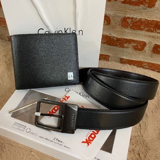 Set กระเป๋าสตางค์ผู้ชายมีช่องใส่เหรียญ พร้อมเข็มขัด CK Belt &amp; Wallet Set (outletbag)