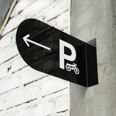INPI HOUSE Signage Motorcycle Parking - ป้ายพื้นที่จอดรถจักรยานยนต์ - ทรงรี - อะคริลิก ขนาด 15x26 ซม.