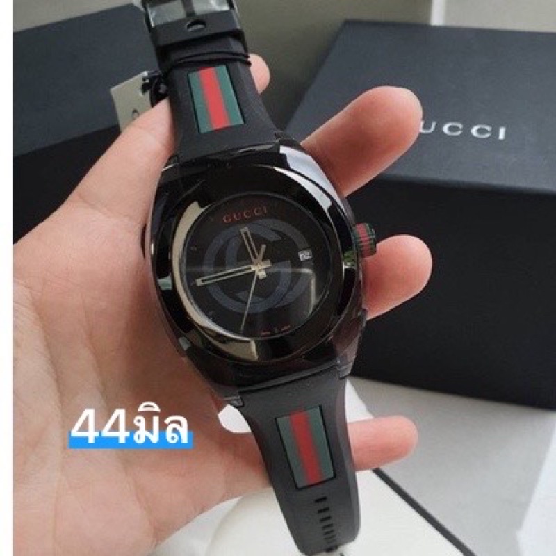 👑ผ่อน0%~แท้100%👑 Gucci Sync YA137107A Watch Quartz Black 45mm Rubber Strap นาฬิกาข้อมือ