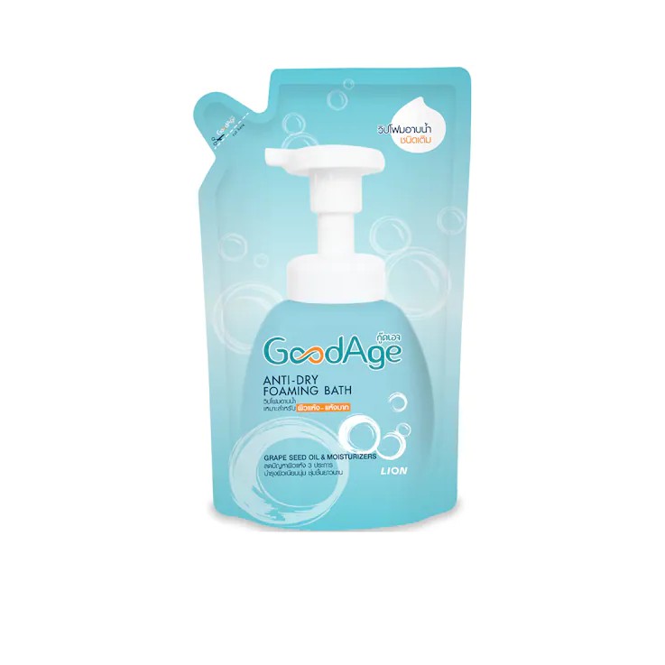 Good Age กู๊ดเอจ แอนตี้ ดราย โฟมมิ่ง บาธ วิปโฟมอาบน้ำสำหรับผิวแห้ง-แห้งมาก (ชนิดถุงเติม) 430 มล.