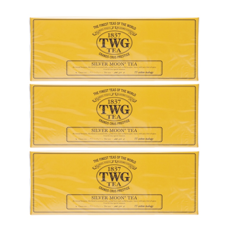 TWG SILVER MOON Tea ชาซอง ทีดับเบิ้ลยูจี ซิลเวอร์ มูน ที ชาเขียวผสมกับแกรนด์ เบอร์รี่ และวนิลา 3 กล่อง กล่องละ 15 ซอง