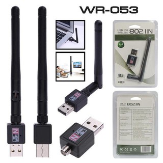 ตัวรับสัญญาณไวไฟ มีเสา WR-053 WIFI แบบ USB WIRELESS Adapter 802.1IIN 600Mbps สีดำ