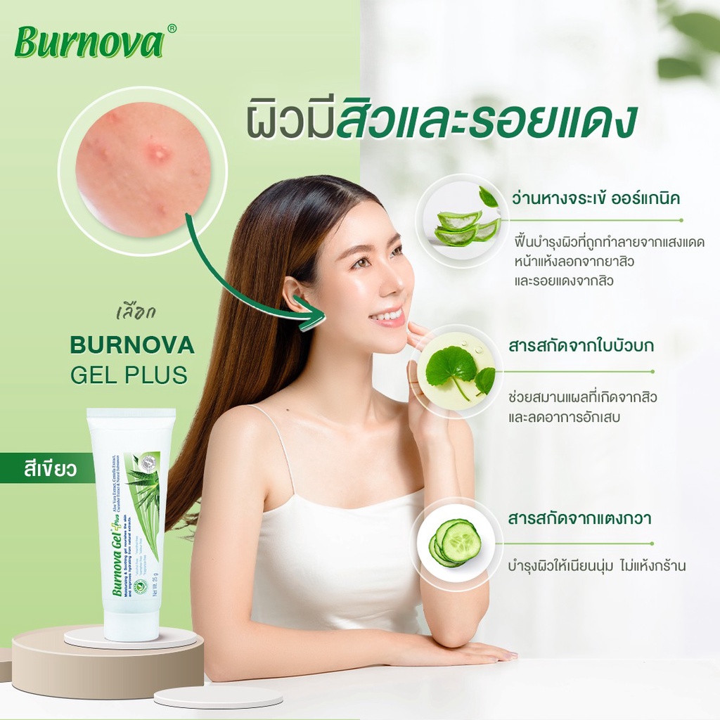 Burnova gel plus 70g. เบอร์นโนว่า เจล พลัส เจลว่านหางจระเข้ - beausoth ...