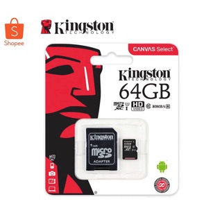 เมมโมรี่การ์ด ยี่ห้อ Kingston แบบ microSD ความจุ 64GB