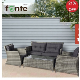 ชุดโซฟาสนาม FONTE รุ่น BYD-17002W (ชุด 4 ชิ้น) สีเทาSofa Set (4 Piece Set)Gray artificial rotten furniture Grade A