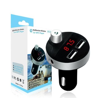 รุ่นใหม่ล่าสุด! X12 Bluetooth Car Kit บลูทูธในรถยนต์ + ที่ชาร์จไฟมือถือ รับสัญญาณบลูทูธ MP3 FM Transmitter Bluetooth