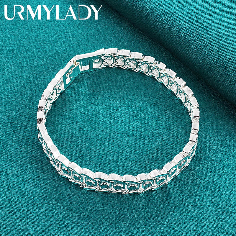 สร้อยข้อมือเงินแท้ เกรด 925 ประดับโซ่กว้าง เหมาะกับงานแต่งงาน งานหมั้น ปาร์ตี้ เครื่องประดับ แฟชั่นสําหรับผู้ชาย และผู้หญิง - รูปที่ 2