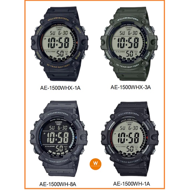 ของแท้ 100%  นาฬิกา Casio รุ่นใหม่ล่าสุด รุ่น AE-1500WH ,AE-1500WHX นาฬิกาผู้ชาย สไตล์สมาร์ทวอช รับประกันสินค้า 1 ปีเต็ม