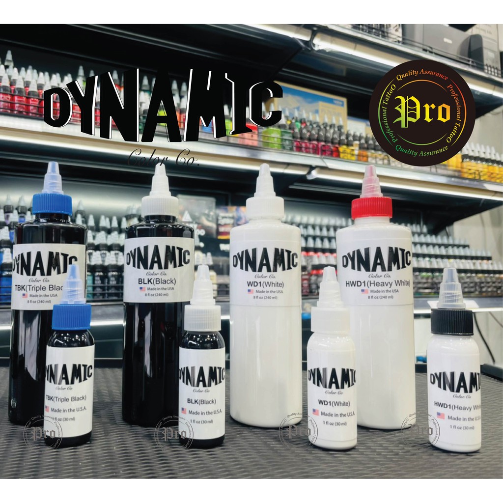 สีสักแท้ DYNAMIC BLACK สีไดนามิค ขนาด 8 ออนซ์ ขน่าด 1 ออนซ์