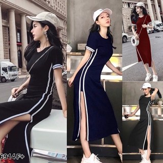 Dress ชุดเดรสแขนสั้น ผ้าเรย่อนเนื้อนิ่ม ยืดหยุ่น แต่งแหวกหลังเซ็กซี่ฝุดๆ งานเก็บทรงเข้ารูปเป๊ะ