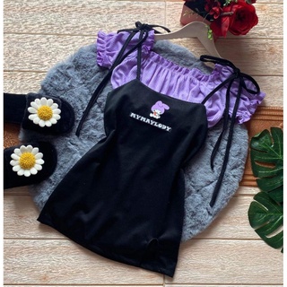 🧸ชุด เซทเอี๊ยมกระโปรง + เสื้อคอปกระดุม /เสื้อครอปปาดไหล่🧸