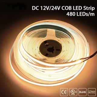 สายไฟ Led COB 320 480 ดวง ต่อม. 16.4 ฟุต ความหนาแน่นสูง 3000-6500K RA90 DC12V 24V