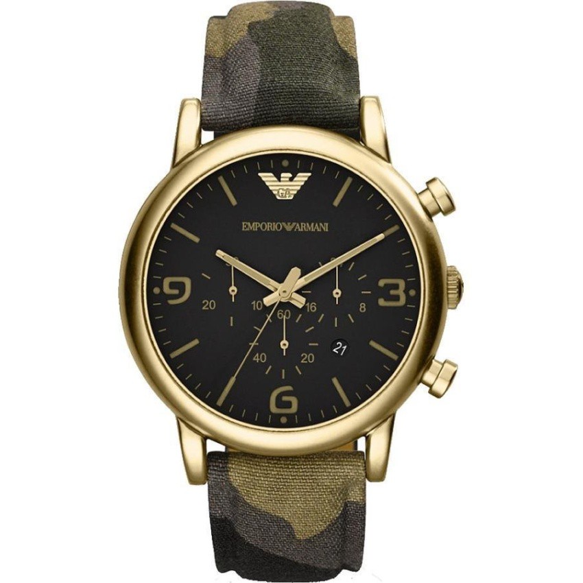 Emporio Armani นาฬิกาข้อมือชาย Gold Camo สายผ้า รุ่น AR1815