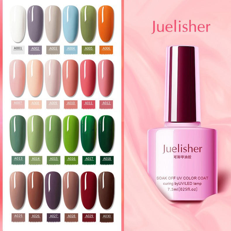 สีเจล ยาทาเล็บเจล Juelisher 7.3ml. สีสวย สีเงา ติดทนนาน (ต้องอบเท่านั้น) Gel Polish UV Soak Off LED