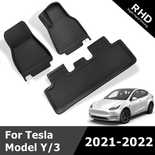 Tesla อุปกรณ์เสริมRHD Car Floor Mats for Tesla Model Y Model 3 20222021 Cargo Trunk Mats Waterroof AllWeather Durable XE