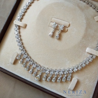 Neriza Jewelry/เครื่องประดับเจ้าสาวเพชรสังเคราะห์จัดส่งฟรีพร้อมกล่อง NSW023