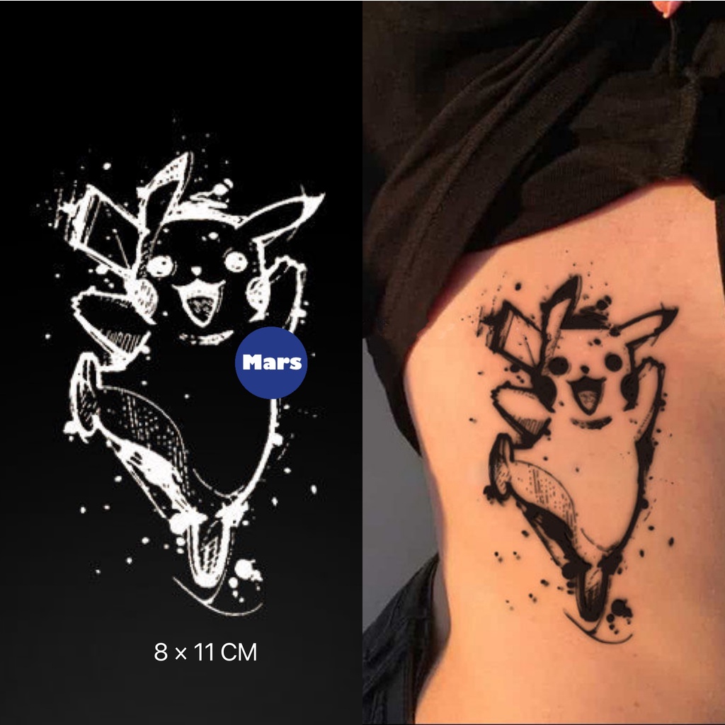 【Mars Tattoo】ใหม่ สติกเกอร์รอยสักชั่วคราว ลายปิกาจู โปเกม่อน กึ่งถาวร 2 สัปดาห์ ติดทนนาน สไตล์ญี่ปุ่น X081