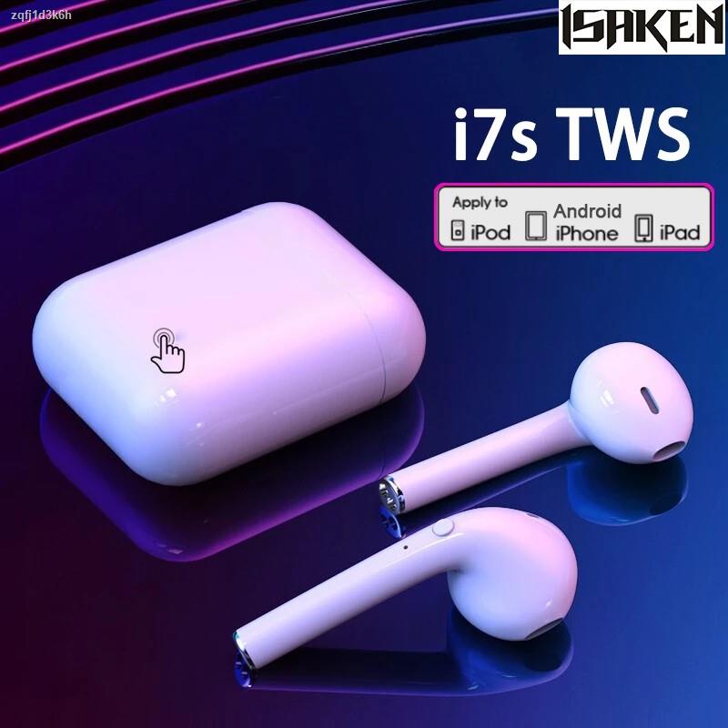 ✘✕☜หูฟังไร้สาย i7s TWS หูฟังบลูทู ธ Air Earbuds ชุดหูฟังแฮนด์ฟรีแบบสปอร์ตพร้อมกล่องชาร์จสำหรับ iPhone Android