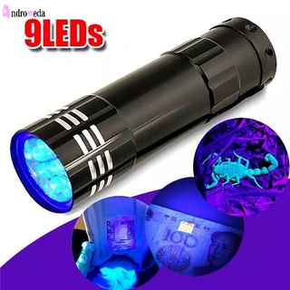 ไฟฉาย Led UV 9 ดวง ขนาดเล็ก แบบพกพา ป้องกันการลื่นไถล กันน้ํา สําหรับบ้าน กลางแจ้ง 1 ชิ้น