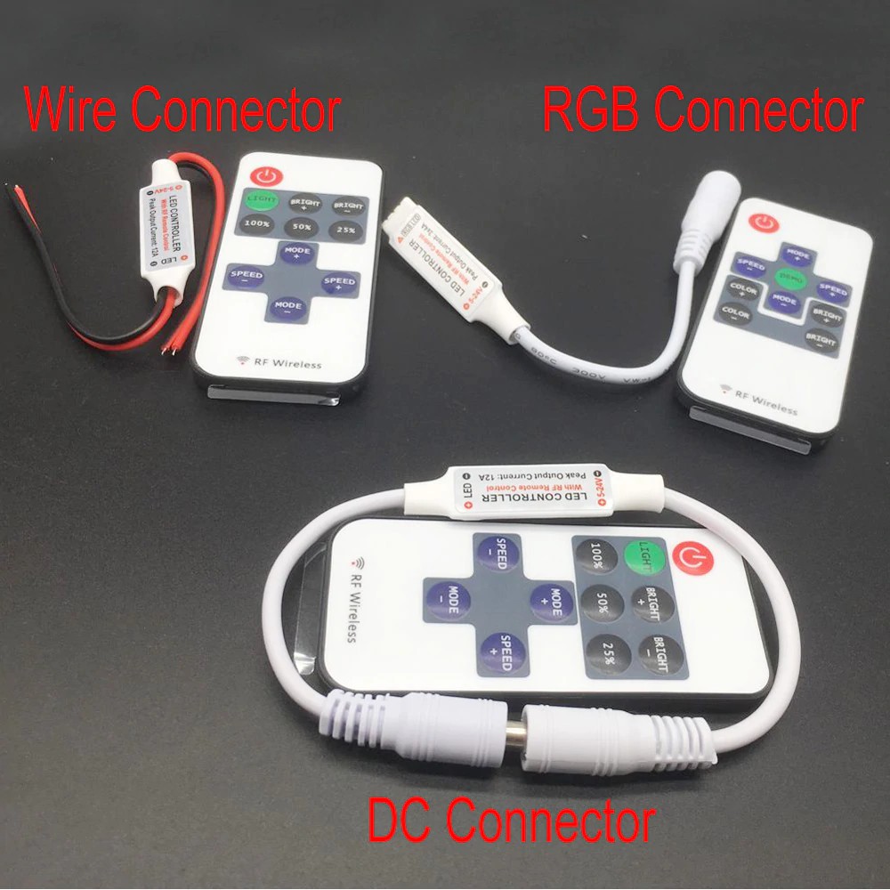 (พร้อมแบต)รีโมทควบคุม LED 12A 12V-24V LED RF Wireless Mini Remote Controllers รีโมทควบคุม LED สำหรับปรับไฟLED