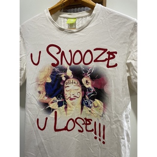 เสื้อยืดผ้าฝ้าย เสื้อยืดอาดิดาสของแท้มือสอง ADIDAS U SNOOZE U LOSE!!! Size M มือ2