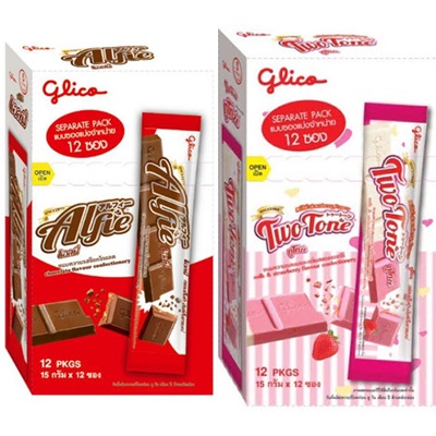 แอลฟี่ ช็อกโกแลต และ แอลฟี่ ทูโทน ตรากูลิโกะ 15 กรัม x 12 ซอง