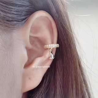 Earcuff #15 ต่างหูคล้องหู​ ห้อยหยดน้ำ ตัวเรือนสีทอง พร้อมส่ง!