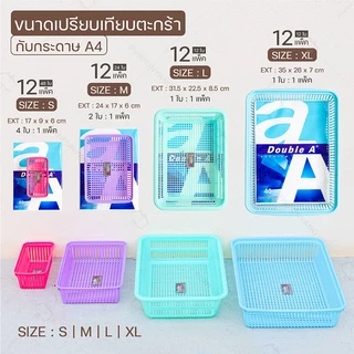 [ขายยกโหล ราคาถูก] ตะกร้าพลาสติก ตะกร้าใบเล็ก (มีหลายไซส์ หลายสี) สีหวานน่ารัก ใช้จัดเก็บของให้เป็นระเบียบ TRIPLE-P