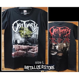 เสื้อยืดผู้ชาย เสื้อยืด พิมพ์ลาย METAL ROCK OBITUARY Music REBEL ของแท้ S-5XL