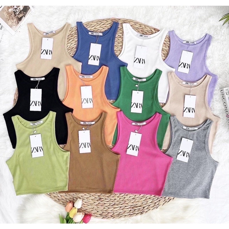 Zara tank top เสื้อครอปทรงซาร่า เสื้อครอปทรงผอมเเขนเรียว