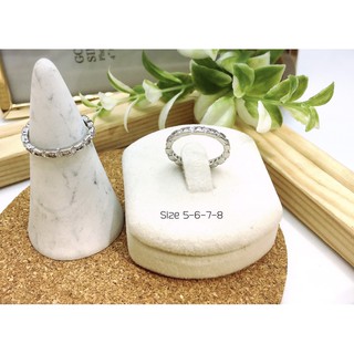 แหวนเพชรรอบนิ้ว ไซส์ 5-6-7-8 ราคา 490฿ #แหวนเพชรรอบนิ้ว #แหวนเพชรcz #czring