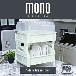 Clip Pac Mono ที่คว่ำจาน 2 ชั้น รุ่น Maxi Space 3838 เก็บจานได้มากสุด 28 ใบ มีฝาปิดพร้อมถาดรองน้ำ