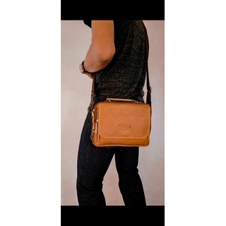 กระเป๋าสะพาย หนังแท้ กระเป๋าสะพายข้าง สะพายเฉียง ผู้ชาย สีนำ้ตาล Leather bag Crossbody bag Menbag